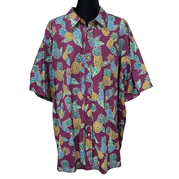 Cooke Street Pineapple Hawaiian Shirt Purple Aloha 2XL - Picture 2 of 8